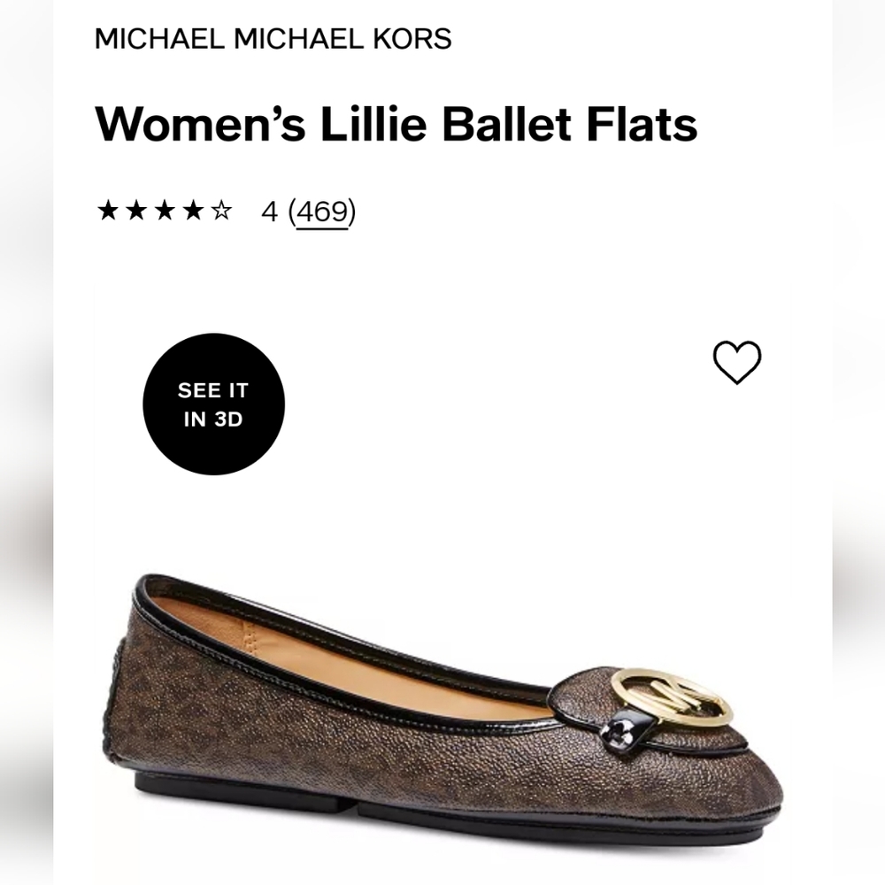 Michael Kors Lillie Moccasin Ballet Flats Shoes Size 6M Logo Charm